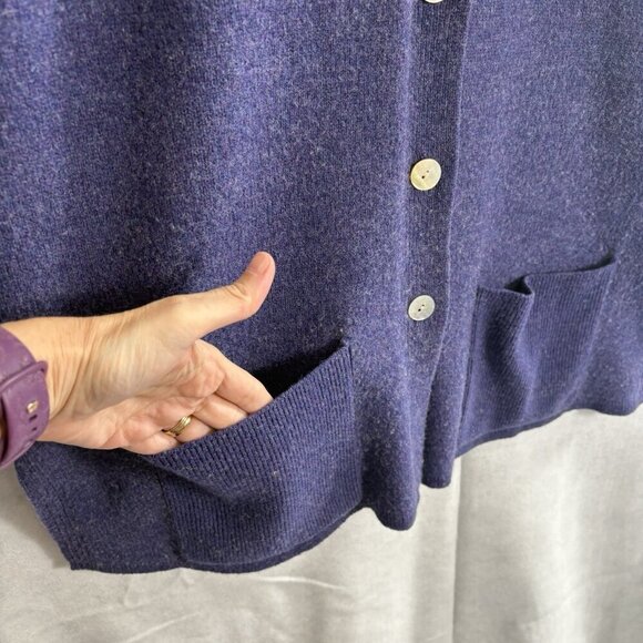 NEWTON TRADING Women Lambswool Sweater Sz 1X Blue Button Front Pockets 22-6 - Picture 5 of 12
